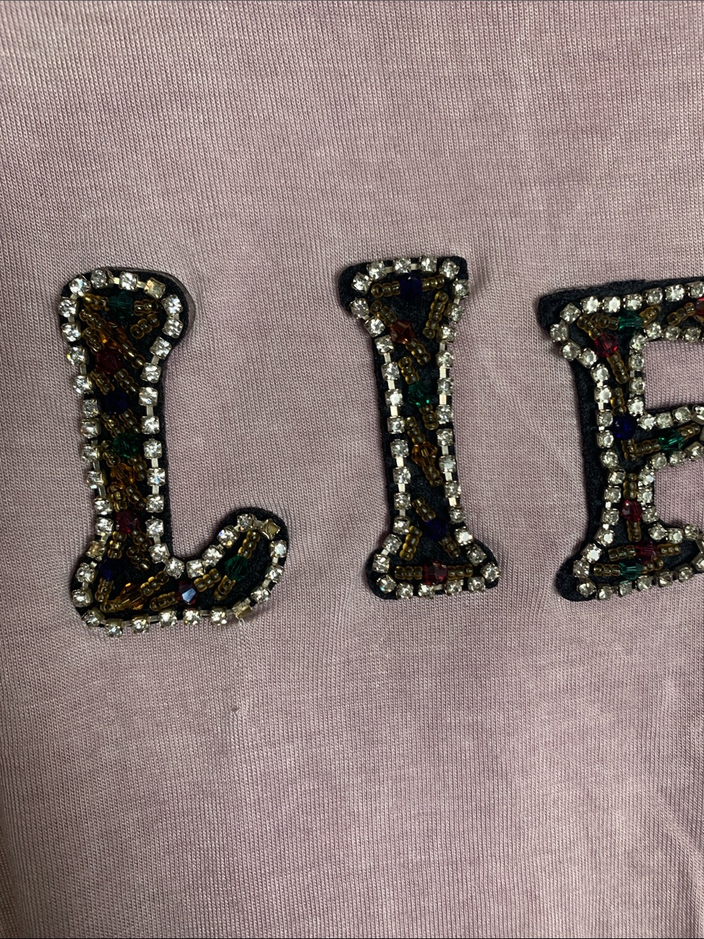 For The Republic Dusty Rose 'LIFE' Embellished Short Sleeve Tee - Picture 3 of 4